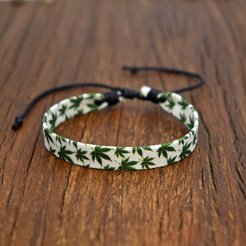 Creative Printed Leaves Adjustable Bracelet, Unisex